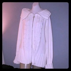 Oversized Zip Front Cable Knit  Sweater